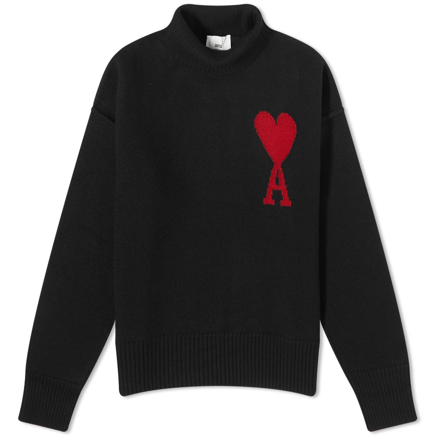 Pleteni pulover AMI ADC Large Funnel Knit Sweater Črna | BFUKS406-018-009, 0
