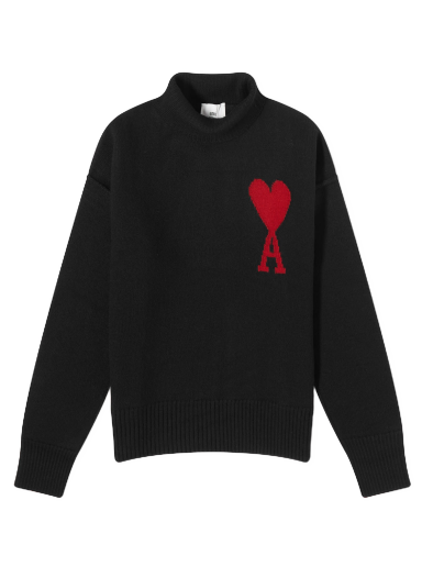 Pleteni pulover AMI ADC Large Funnel Knit Sweater Črna | BFUKS406-018-009