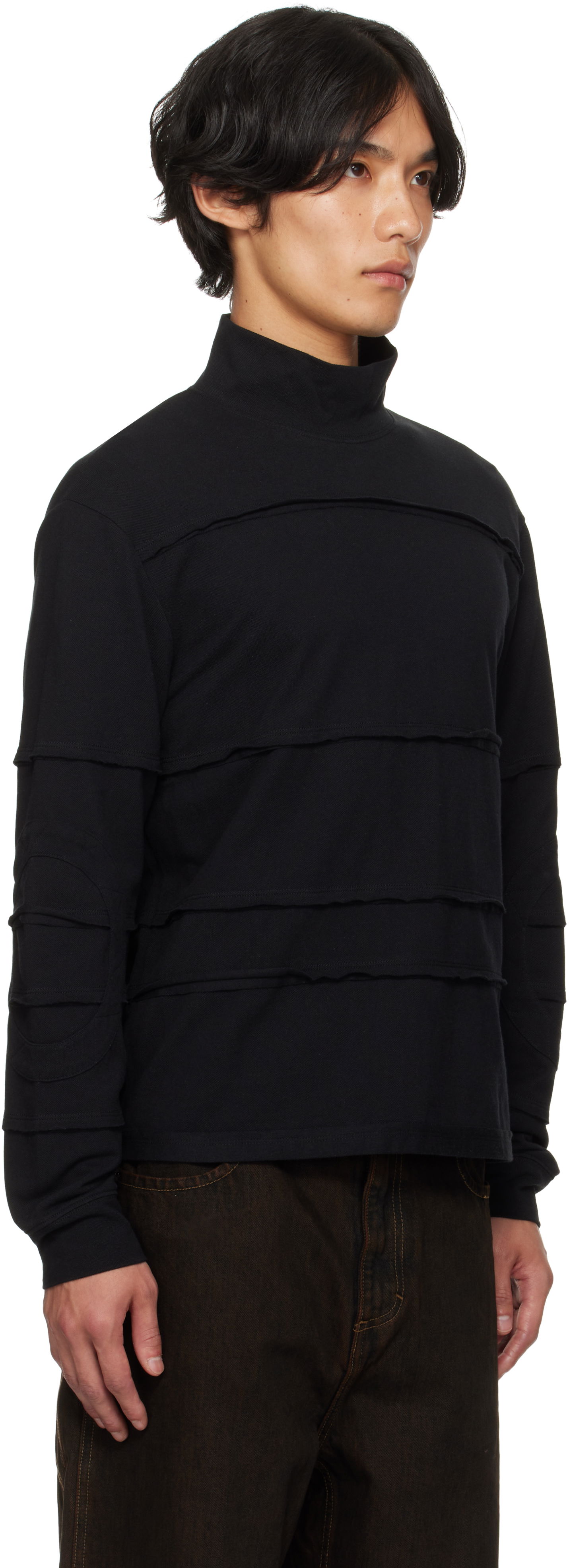 Pleteni pulover Eckhaus Latta Eckhaus Latta Striated Turtleneck Črna | 1413-EL-PF25-N, 1