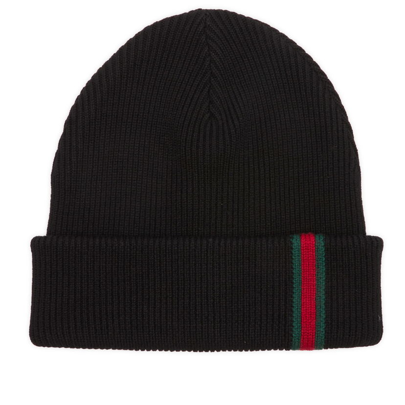 Beanie Gucci Gucci Web Knitted Beanie Črna | 834192-4G200-1000