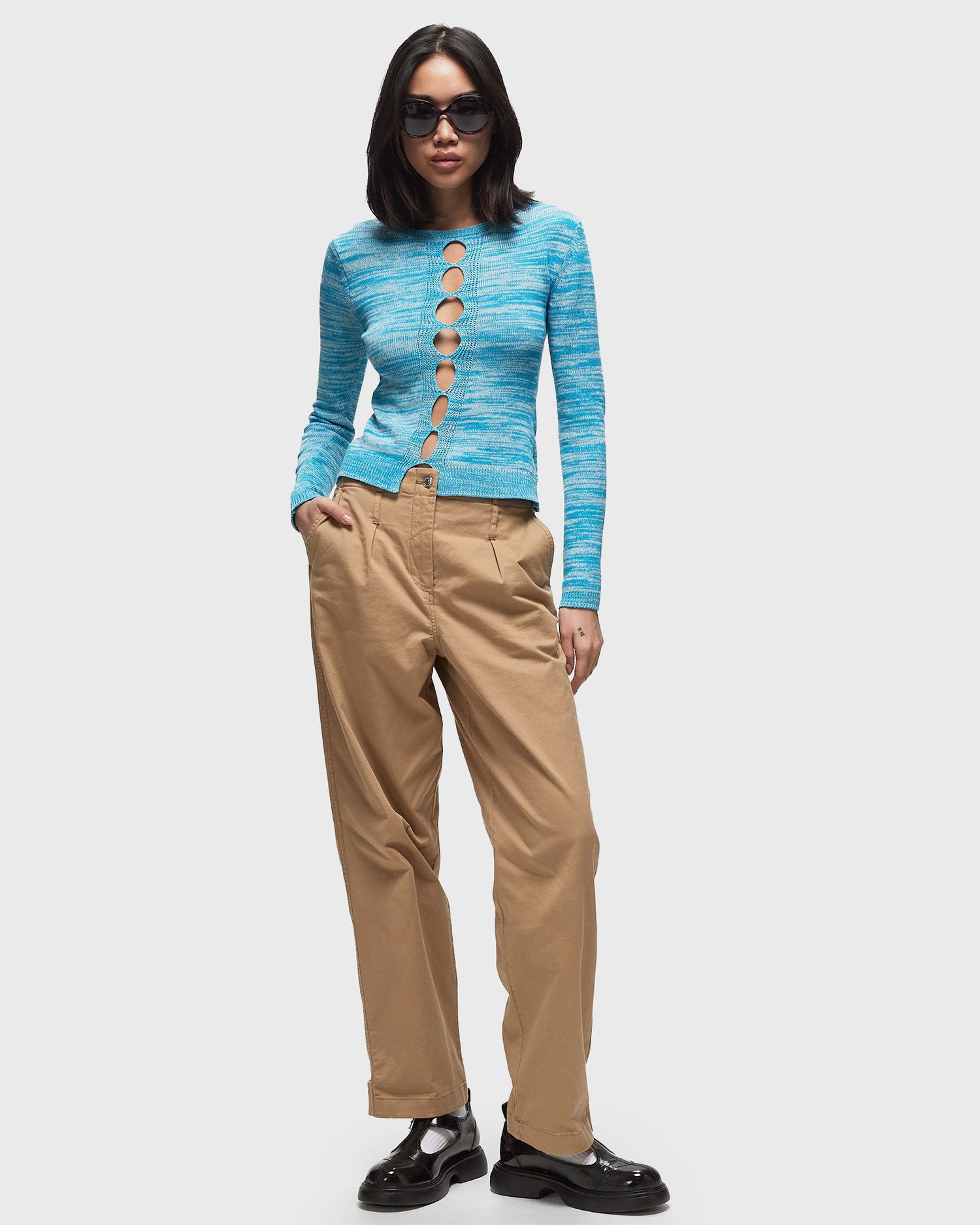 Pleteni pulover Samsoe Samsoe Samsøe & Samsøe Salya Knitted Sweater with Keyhole Back Modra | F24100075-SWIM-CAP-MEL, 1