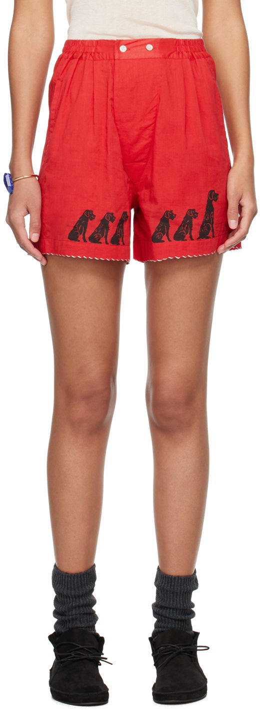 Kratke hlače Bode Dog Print High-Rise Shorts Rdeča | MRS24BT011