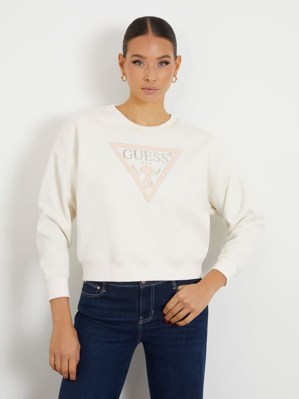 Pulover GUESS Triangle Logo Sweatshirt Bela | W4RQ13KC5H2, 0