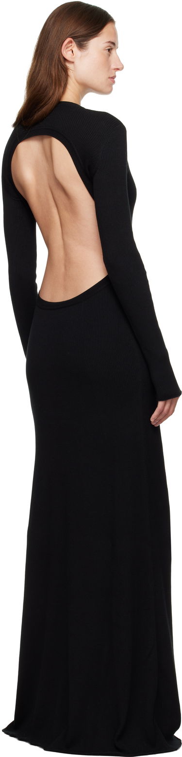 Obleke Ann Demeulemeester Ann Demeulemeester Eva Open Back Knitted Maxi Dress Črna | 2520-W-KN12-FA049-099, 2