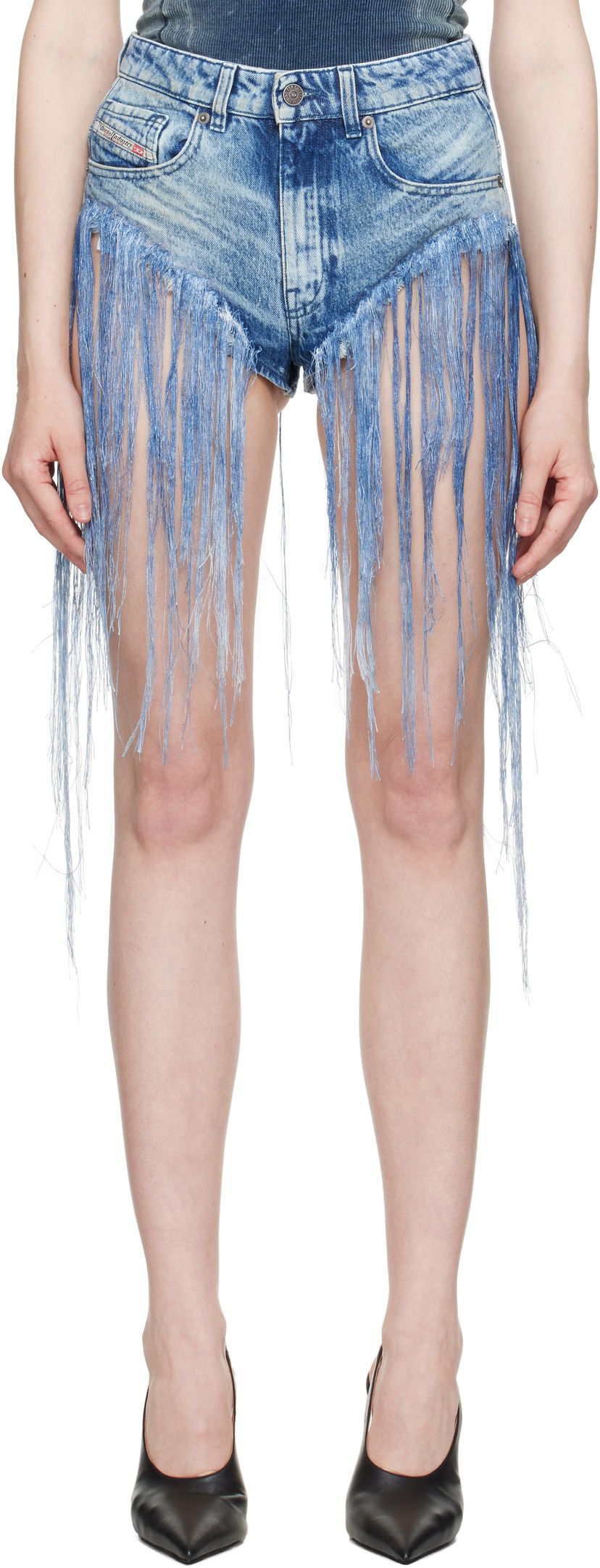 Kratke hlače Diesel Diesel De-Jizz-Fsg Fringe Denim Shorts Modra | A18145 0CMBM