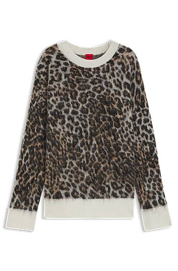 Pleteni pulover BOSS Leopard Jacquard Loose-Fit Knitted Sweater Večbarvna | 50548255