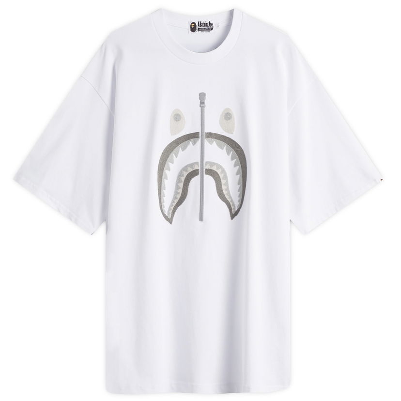 Majica BAPE A Bathing Ape Chain Stitch Shark Relaxed Fit T-Shirt, Size Large Bela | 001CSL301343M-WHT