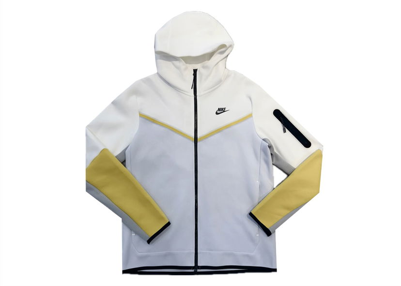 Pulover Nike Sportswear Tech Fleece Full Zip Hoodie White/Yellow/Baby Blue Siva | CU4489-102