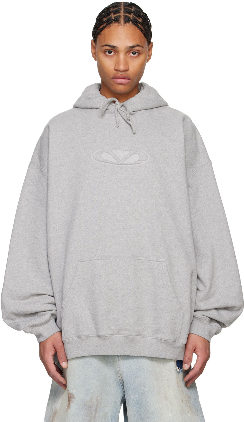 Pulover VETEMENTS 3D Oval Logo Oversized Hoodie Siva | UA66HD790G