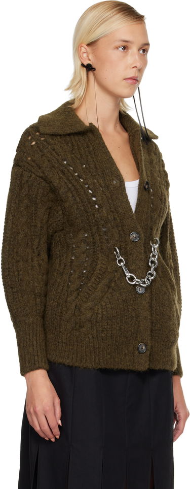 Pleteni pulover Simone Rocha Simone Rocha Sculpted Chunky Knit Chain Detail Cardigan Zelena | MZMK1E 0665, 1