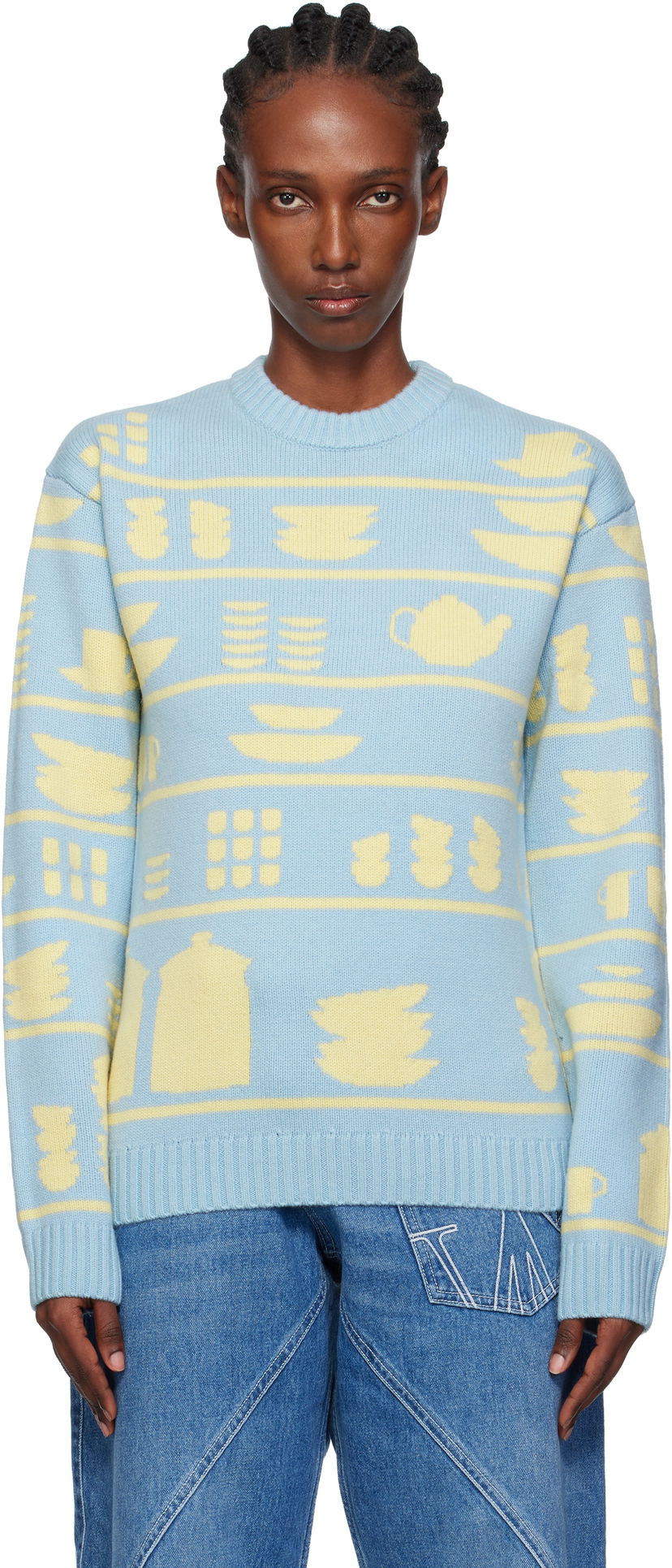 Pleteni pulover JW Anderson JW Anderson Crockery Jacquard Sweater Večbarvna | KW1490-YN0379