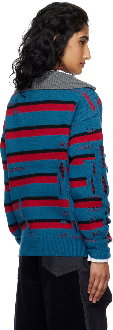 Pleteni pulover Andersson Bell Andersson Bell Stripe Jacquard Half Zip-Up Sweater Modra | atb1331m, 2