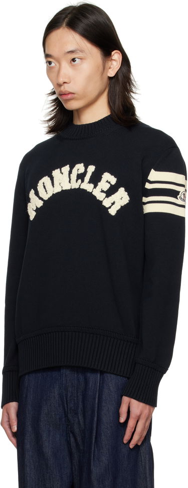 Pleteni pulover Moncler Crewneck Sweater with Logo Črna | K20919C00009M1367, 3