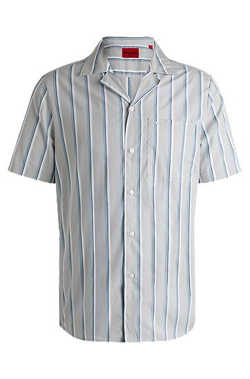 Srajce BOSS Relaxed Fit Striped Cotton Poplin Shirt Siva | 50539266