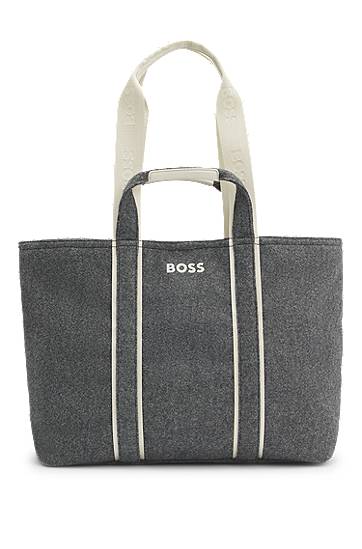 Tote bag BOSS Felted Tote Bag with Contrast Logo and Striped Details Siva | 50552483