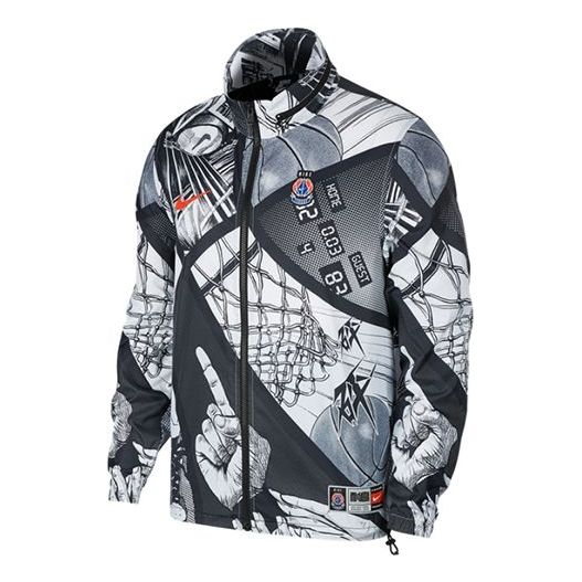 Vetrovka Nike Sportswear Basketball Print Woven Jacket Bela | CI9083-010