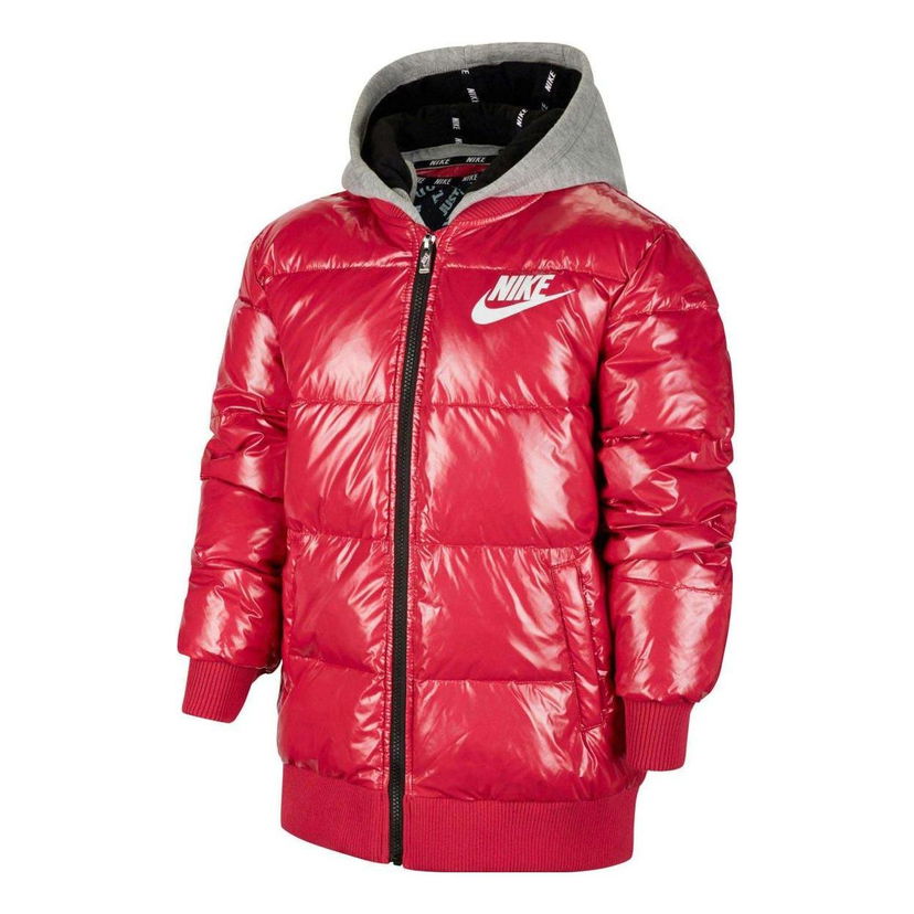 Puhovka Nike Nike Hooded Glossy Puffer Jacket Rdeča | HA5144-640