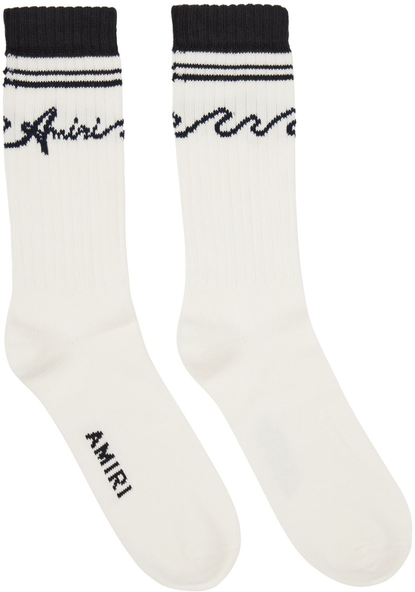 Nogavice AMIRI White & Black '' Wave Socks Bela | AMACSK1010