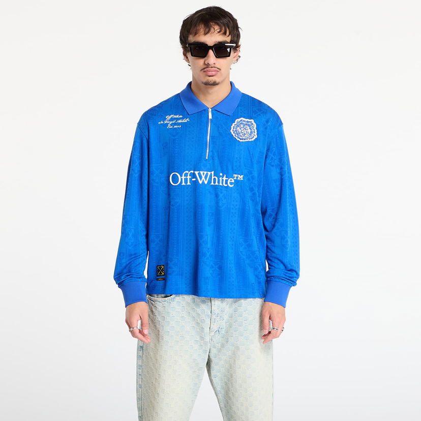 Polo majica Off-White Lion Nation Soccer L/S Polo Modra | OMAD00QF25JER0034601
