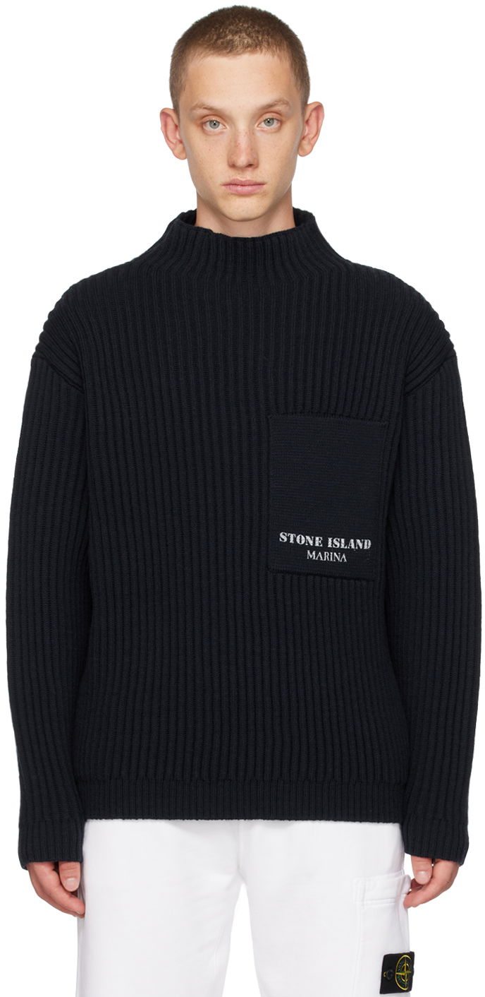 Pleteni pulover Stone Island Printed Turtleneck Mornarica | 7915543XA, 0