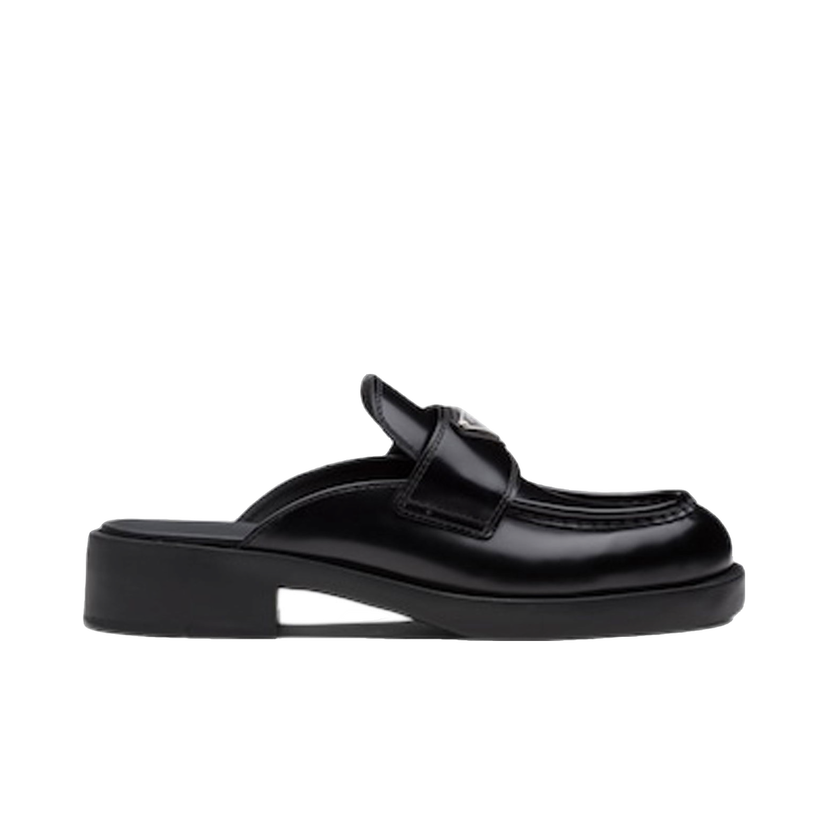 Superge in čevlji Prada 40mm Mule Black Brushed Leather Črna | 1D652M_ULS_F0002_F_040