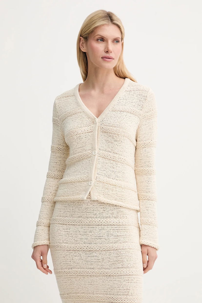 Pleteni pulover Samsoe Samsoe Samsoe Samsoe SANETTIE Knit Cardigan Bež | F25200116