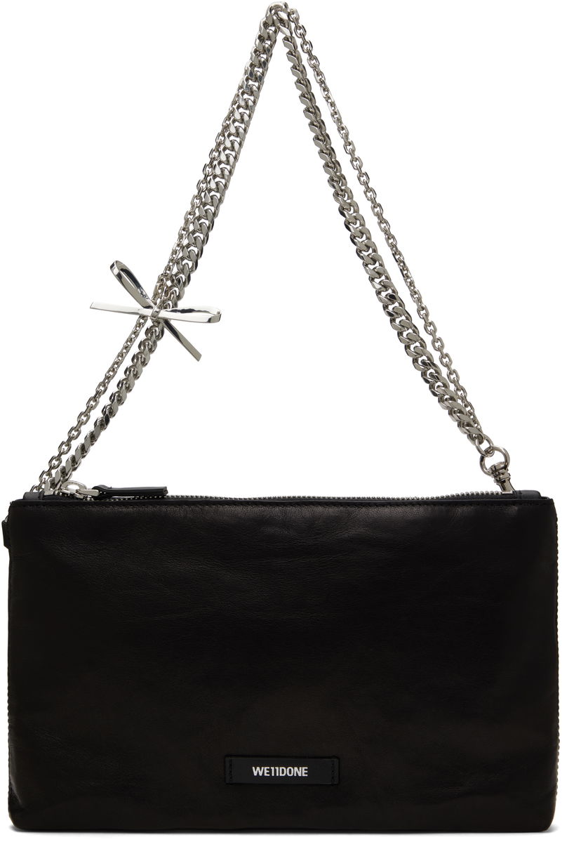 Torba za čez ramo We11done We11done Ribbon Chain Shoulder Bag Črna | WD-AB0-25-480-U-BK