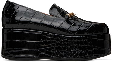 Nega čevljev GANNI GANNI Croco Butterfly Chain Platform Loafers Črna | S2834, 0