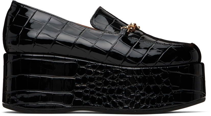 Nega čevljev GANNI GANNI Croco Butterfly Chain Platform Loafers Črna | S2834