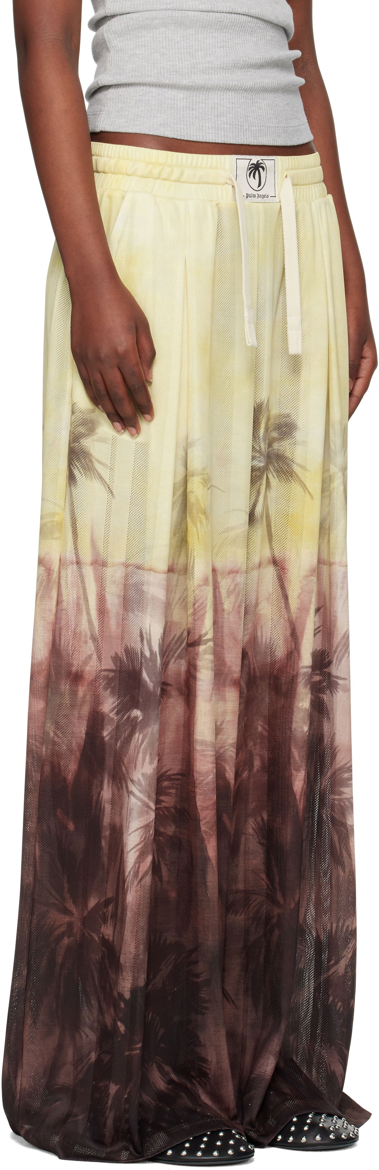 Krila Palm Angels Palm Angels Sunset Palms Mesh Trousers Rumena | PWCA154S25FAB0012010, 1