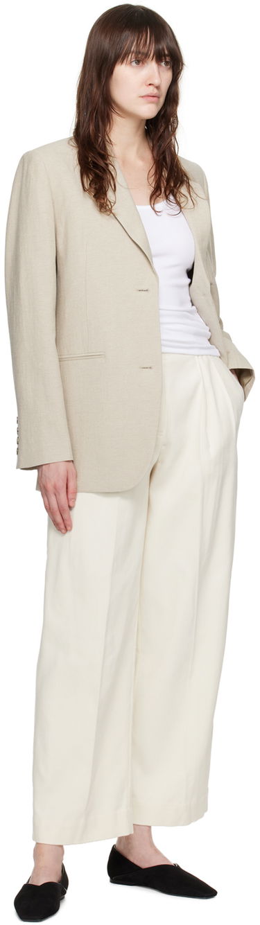 Jakna TOTEME Women's Tailored Single-Breasted Blazer Bež | 243-WRZ869-FB0196, 3
