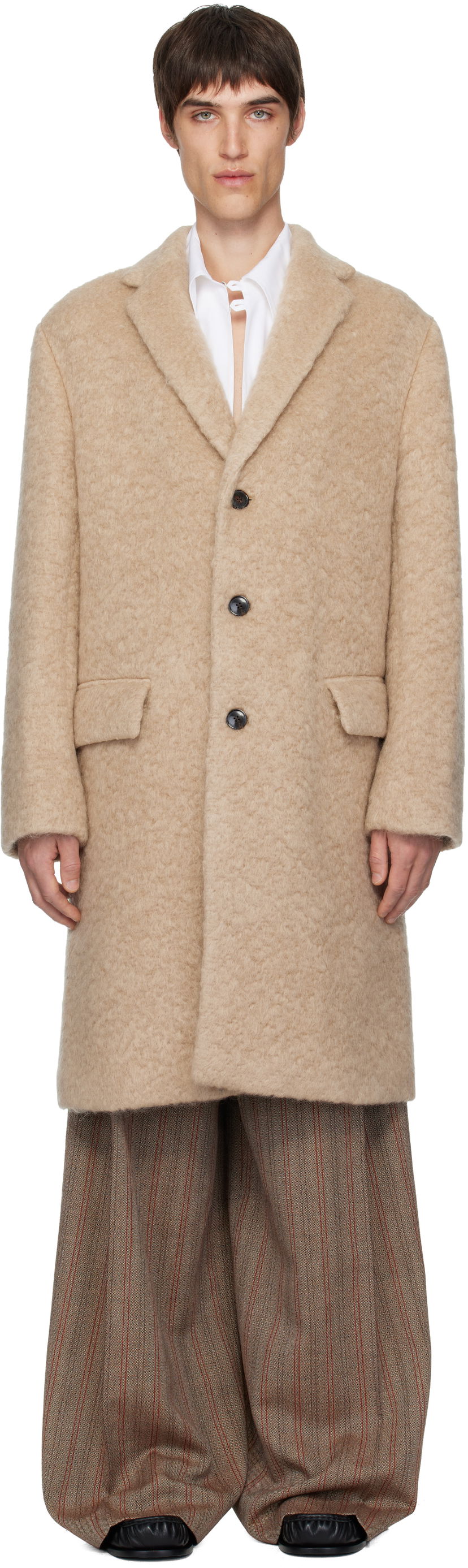 Plašči Dries Van Noten Dries Van Noten Textured Mohair Coat Bež | 252-020232-2055