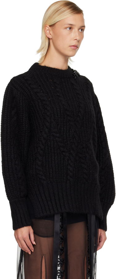Pleteni pulover Simone Rocha Simone Rocha Embellished Puff Sleeve Chunky Knit Sweater Bež | MZMK4B 0665, 4