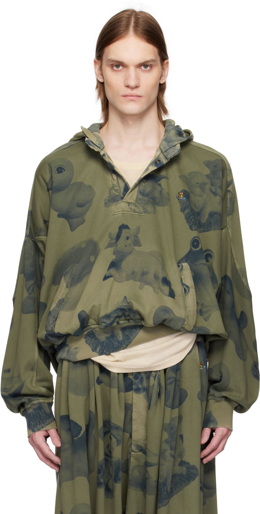 Pulover Vivienne Westwood Vivienne Westwood Baseball Print Hoodie Zelena | 3I010012-J009H-