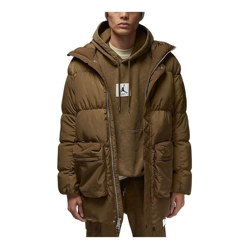 Puhovka Jordan Jordan Logo Zipper Mid-Length Down Jacket Zelena | DQ7347-385