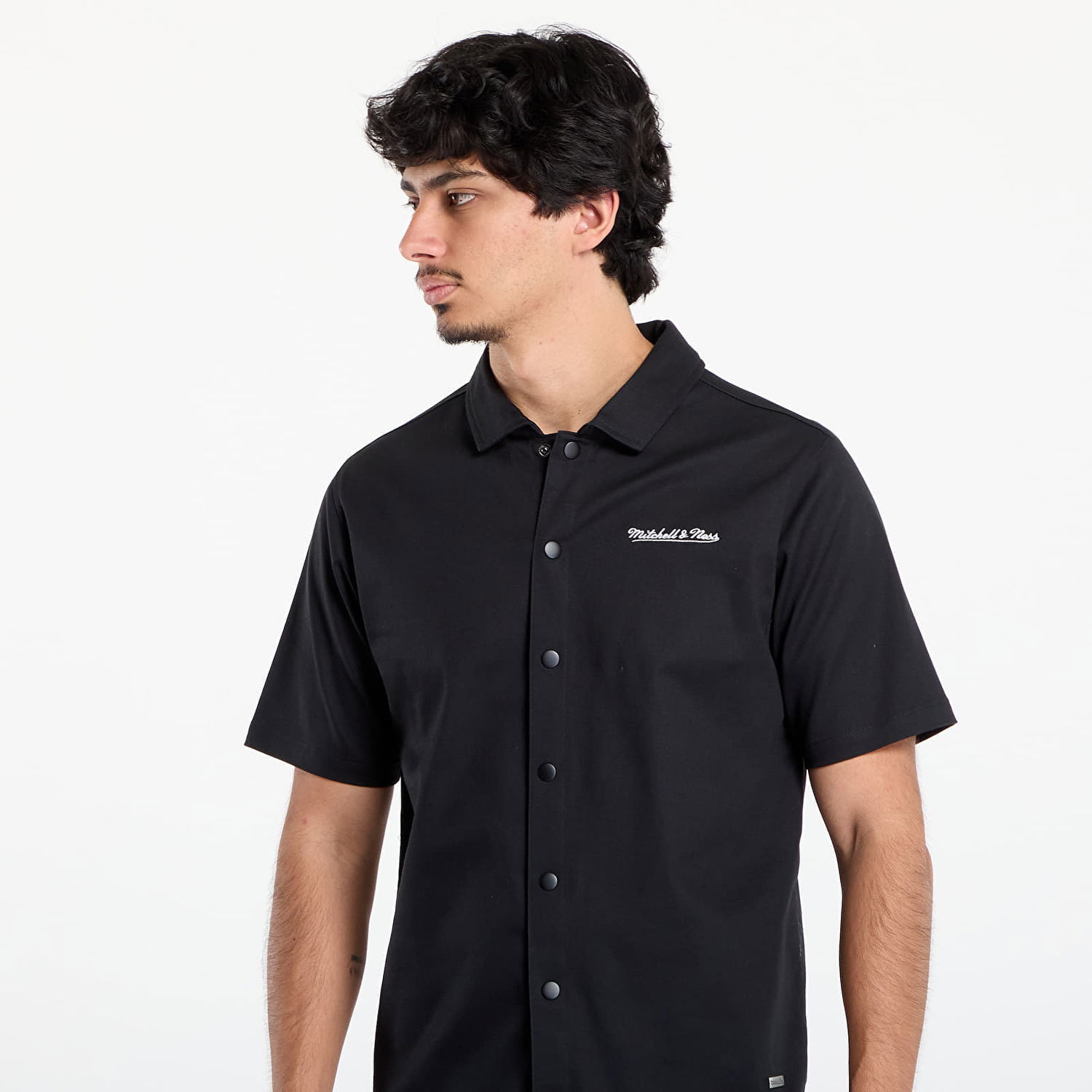 Srajce Mitchell & Ness Mitchell & Ness Branded M&N SS Button Up Shirt Črna | TP9954-MNNBLCK, 1