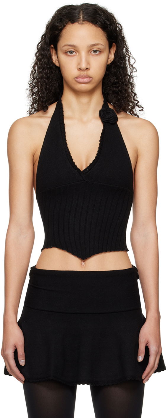 Majica brez rokavov GUIZIO Guizio Alacant Halter Knit Top Črna | R24606S020