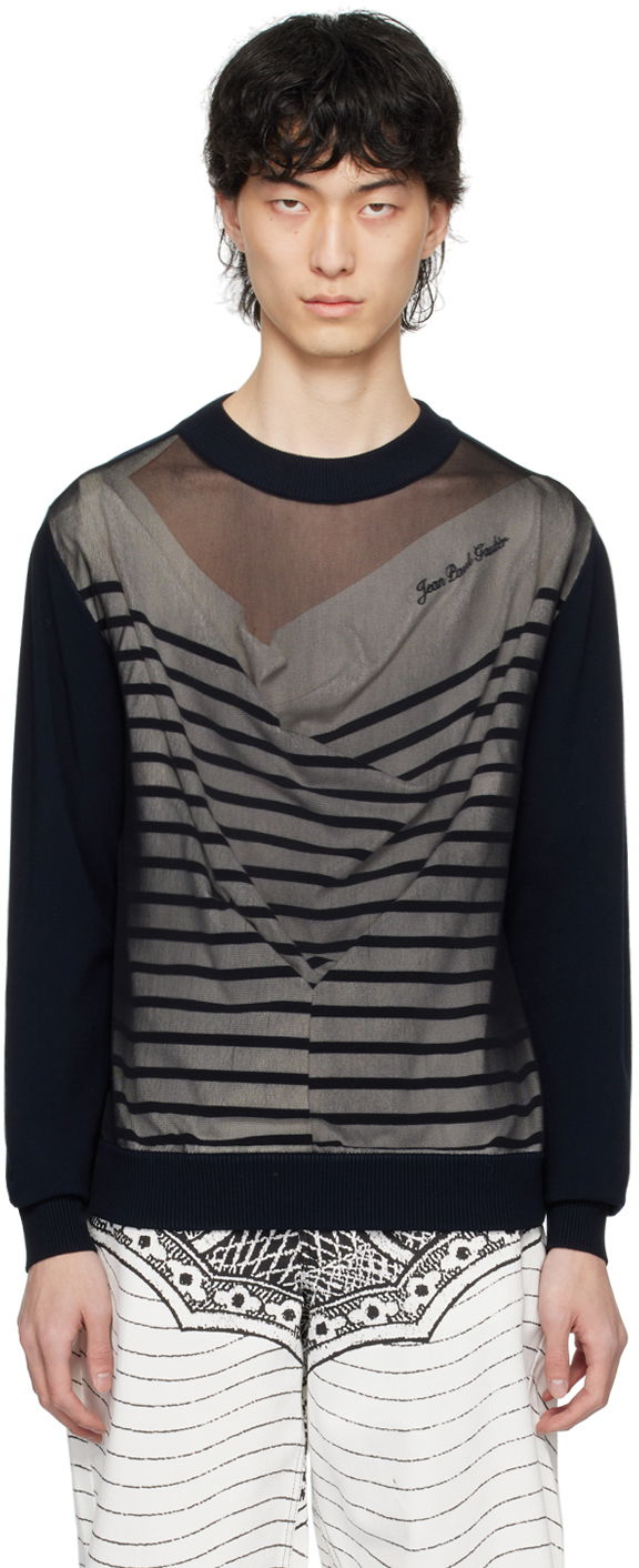 Pleteni pulover Jean Paul Gaultier Gaultier Oversized Striped Sweater Mornarica | 24/25-U-PL046B-M064-590100