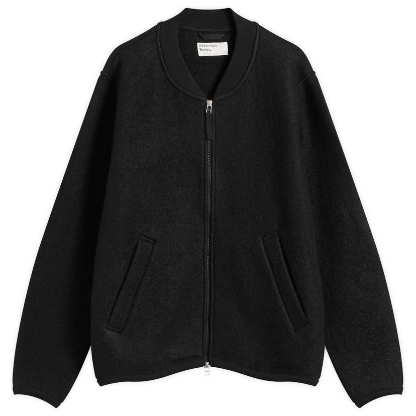Bomber jakna Universal Works Wool Fleece Zip Bomber Jacket Črna | 00018-BLK