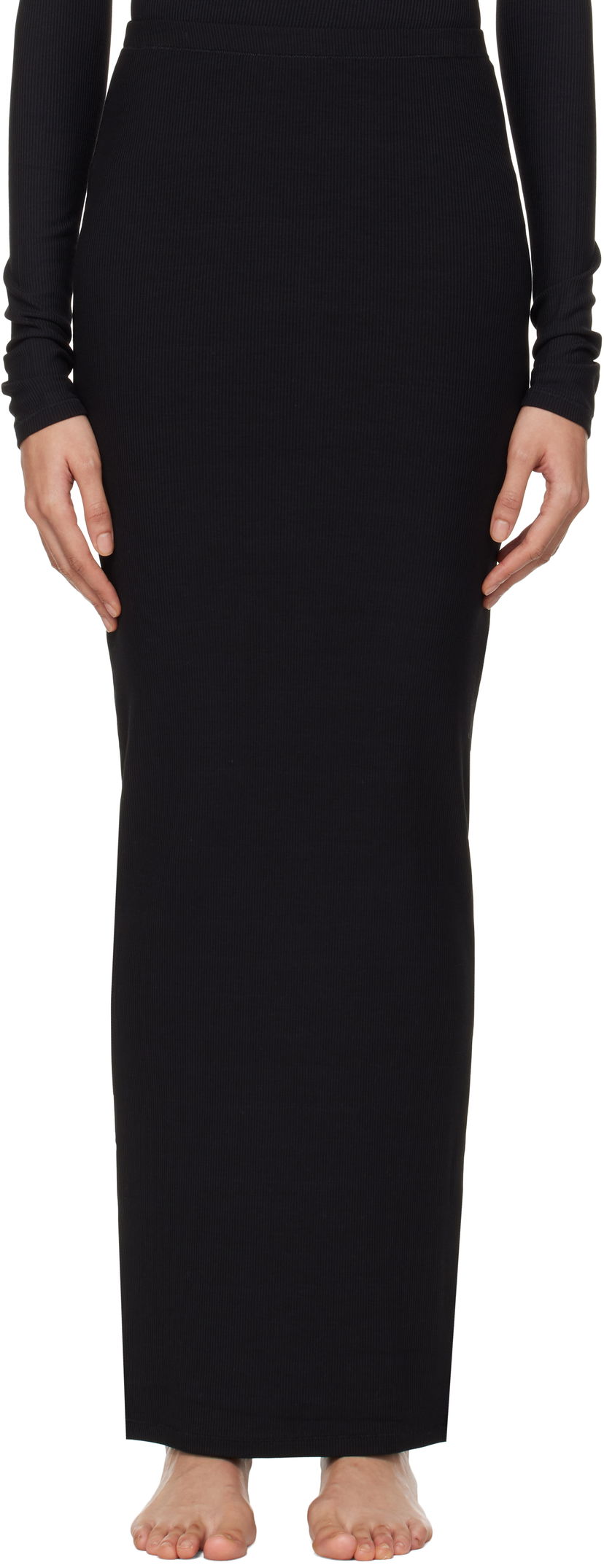 Krila SKIMS Soft Lounge Long Maxi Skirt Črna | BO-SKT-3492