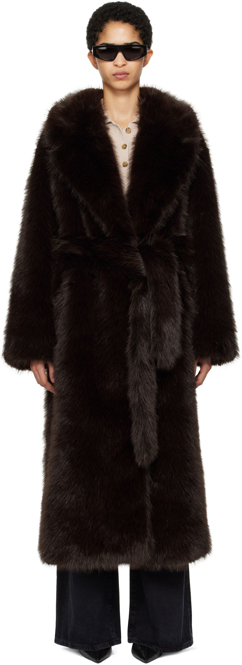 Plašči AGOLDE Faux-Fur Coat Rjava | A5076