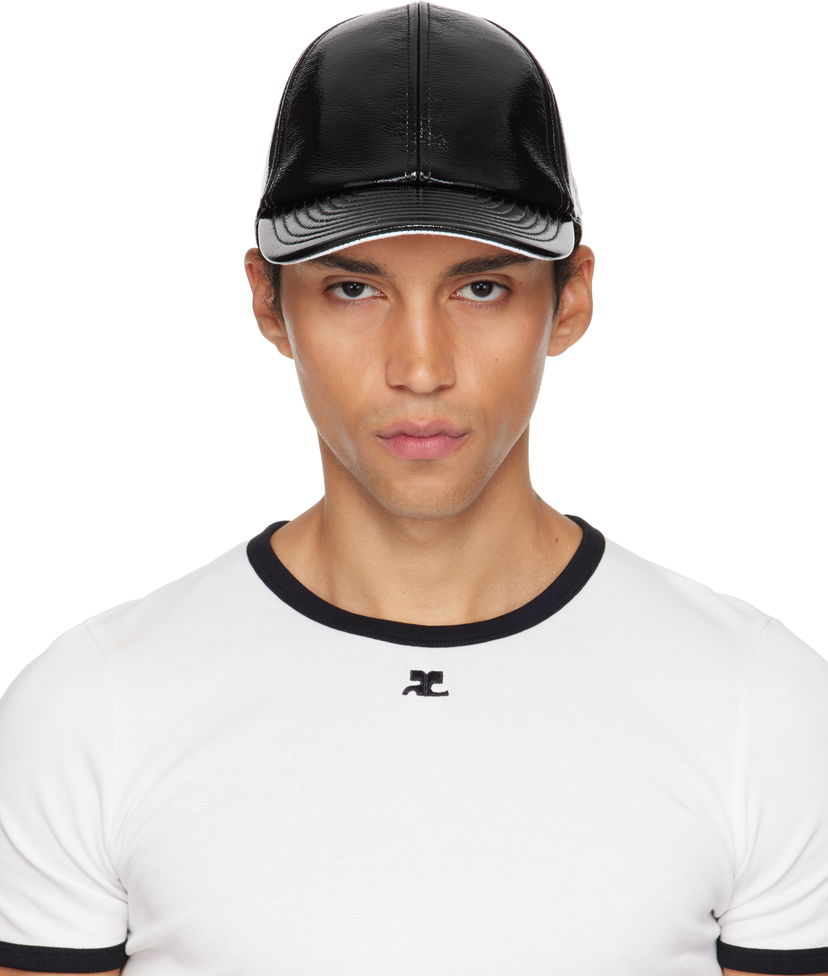 Kapa Courrèges Courrèges Reedition Vinyl Baseball Cap Črna | PERACT002VY0014