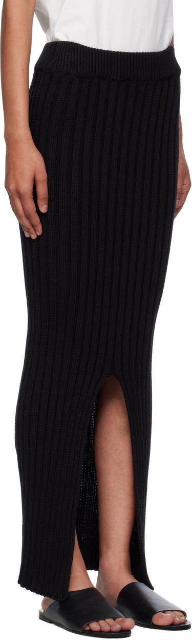 Krila Baserange Baserange Macau Midi Ribbed Knit Skirt with Slits Črna | SSMA-OC-AU25, 1