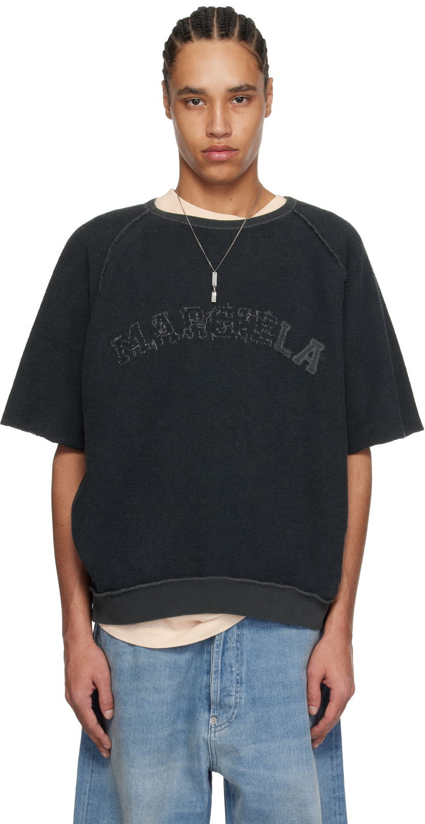 Pleteni pulover Maison Margiela Maison Margiela Logo Short-Sleeve T-Shirt Črna | S50GU0229 M25021