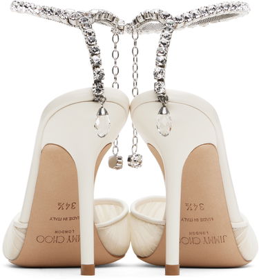 Superge in čevlji Jimmy Choo Jimmy Choo Saeda 100 Crystal Embellished Mesh Heels Bela | SAEDA 100, 1