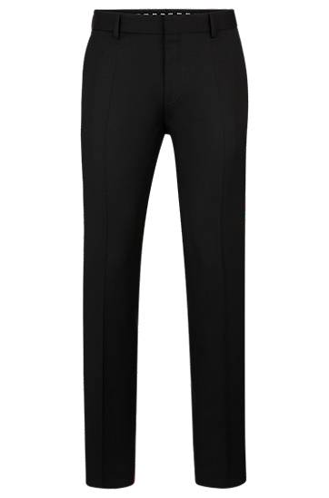 Hlače BOSS Slim-Fit Virgin-Wool Serge Trousers Črna | 50469174, 0