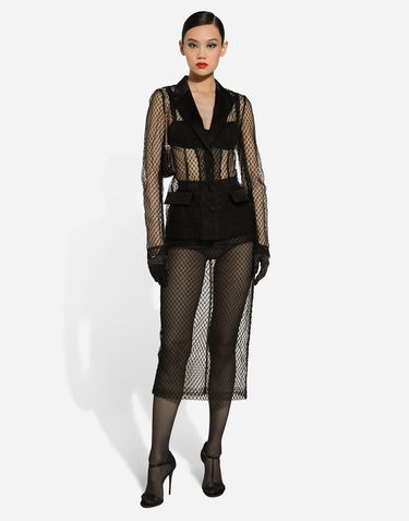 Jakna Dolce & Gabbana Single-breasted Mesh Jacket Črna | F27BUTHLM83N0000, 2