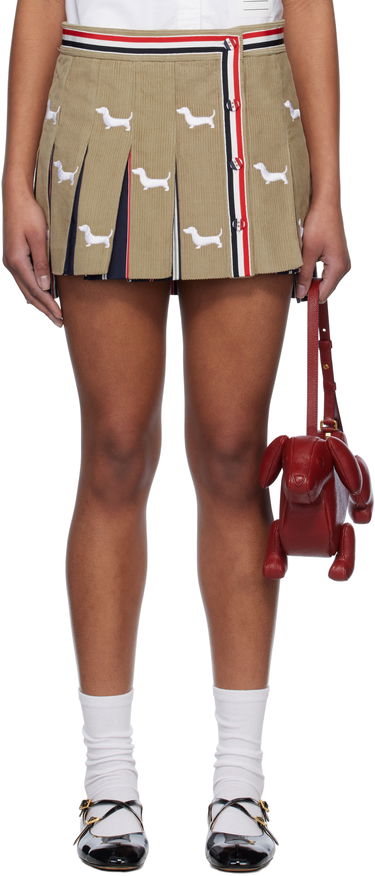 Krila Thom Browne Thom Browne Hector Button Front Pleated Miniskirt Bež | FGCA20E-E1227, 0