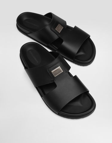 Modni dodatki Dolce & Gabbana Dolce & Gabbana Calfskin Slides Črna | A80506A9Q6780999, 3