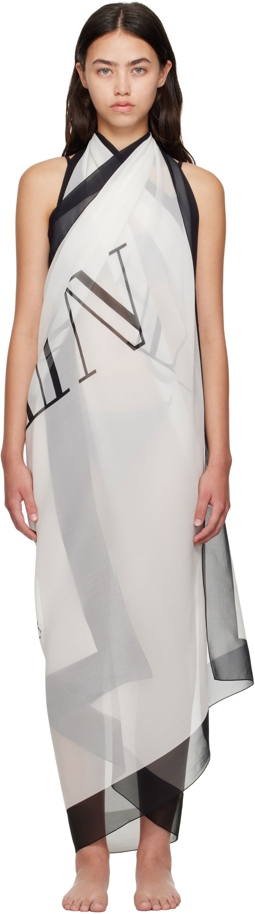 Šala Balmain Balmain Two-Tone Printed Beach Cover-up Bela | BKA202410